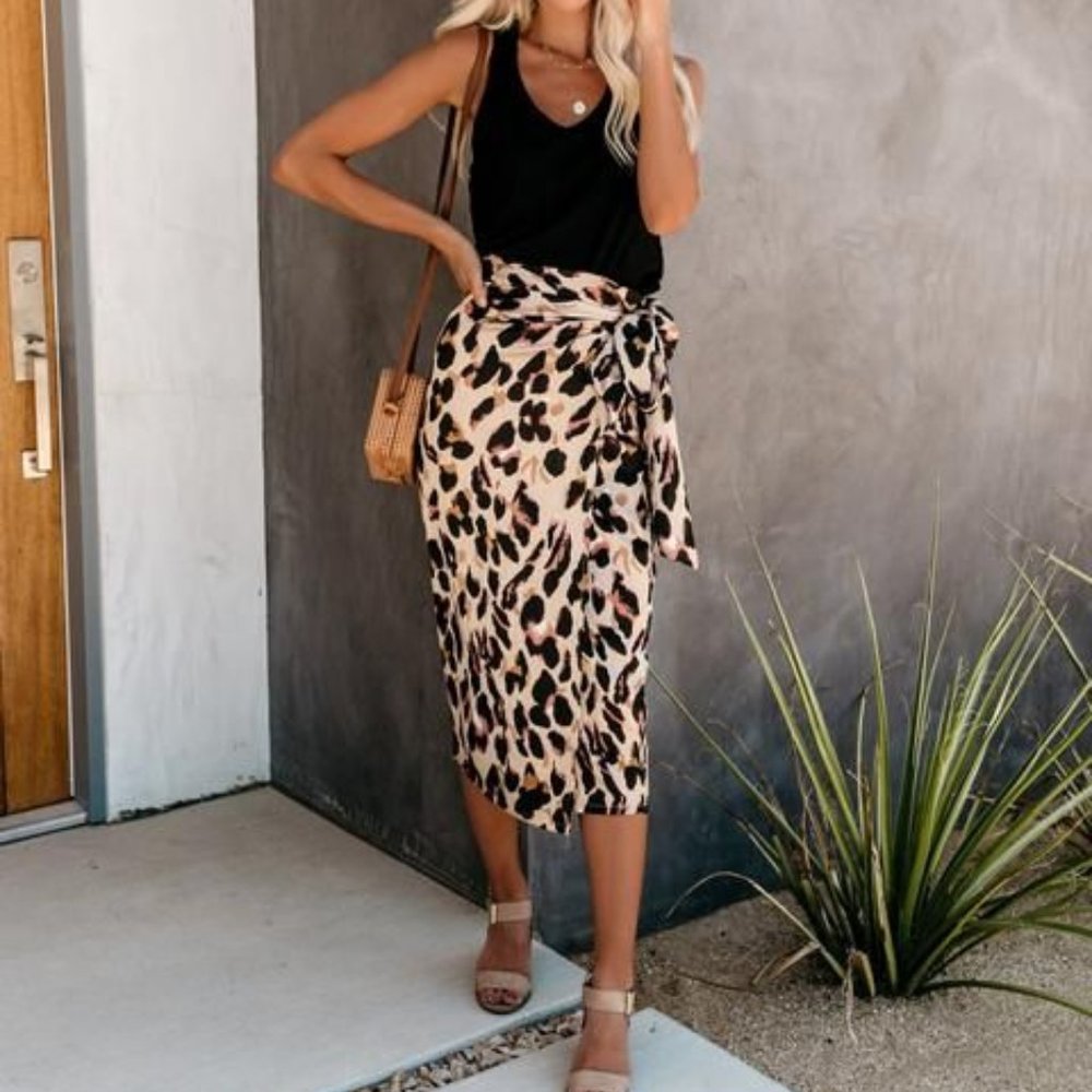 Never Fully Dressed Jaspre Leopard Wrap Skirt S/M